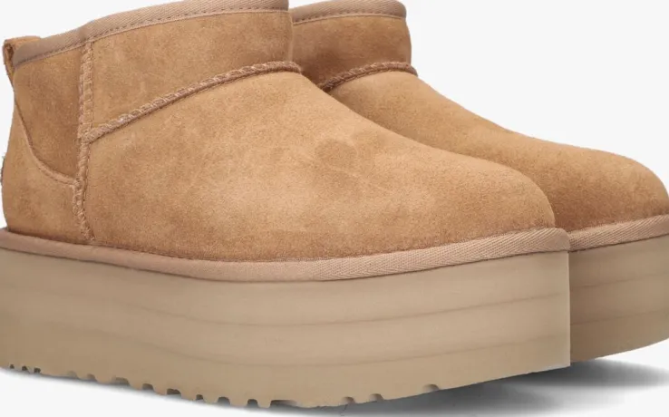 cognac ugg vachtlaarzen w classic ultra mini platform