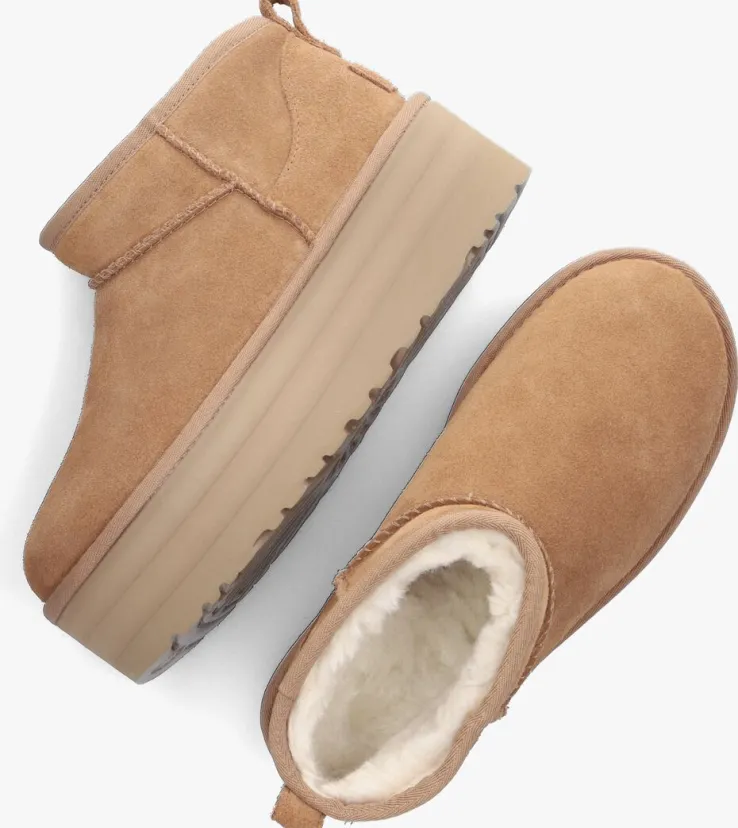 cognac ugg vachtlaarzen w classic ultra mini platform