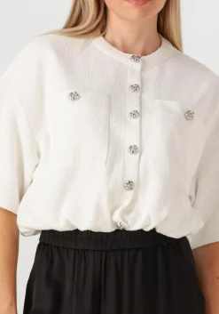 creme alix the label vest ladies knitted boucle cardigan