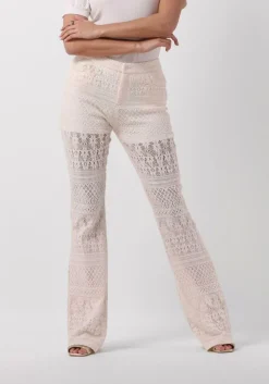 creme liu jo pantalon pizzo macrame tp pants