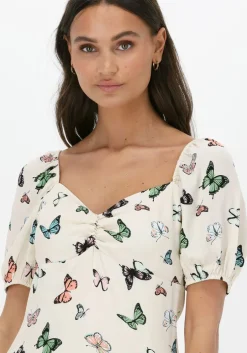 creme na-kd mini jurk front rouching mini dress