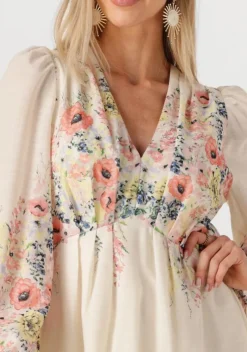 creme neo noir maxi jurk silfi flower print dress