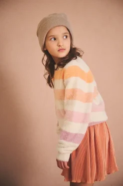 creme nono trui ketan fluffy yarn striped sweater