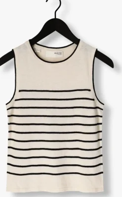 creme selected femme top slfesther sl contrast knit top