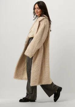 creme stand studio faux fur jas nicole coat