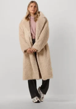 creme stand studio faux fur jas nicole coat