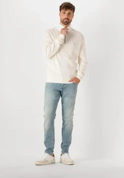 creme tommy hilfiger trui racking structure zip mock