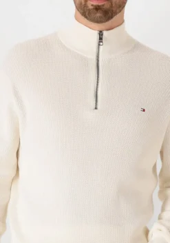 creme tommy hilfiger trui racking structure zip mock