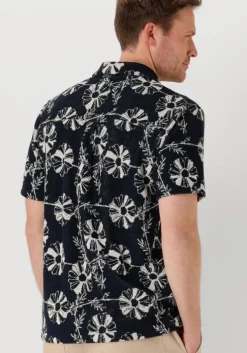 donkerblauwe anerkjendt casual overhemd akleo frotte aop shirt