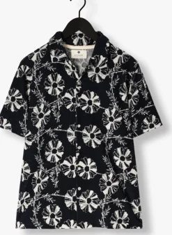 donkerblauwe anerkjendt casual overhemd akleo frotte aop shirt