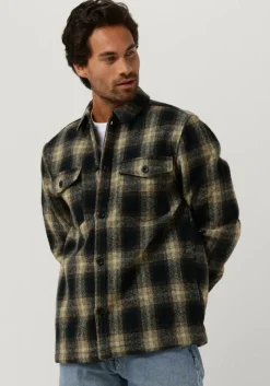 donkerblauwe anerkjendt overshirt aklion thick check overshirt
