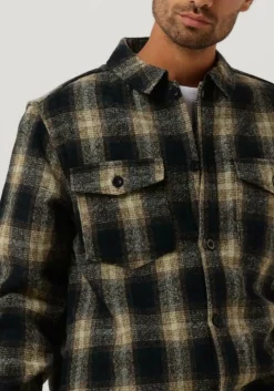donkerblauwe anerkjendt overshirt aklion thick check overshirt