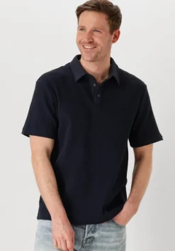 donkerblauwe anerkjendt polo akkiki waffle polo tee