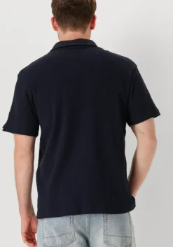 donkerblauwe anerkjendt polo akkiki waffle polo tee