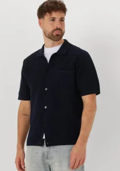 donkerblauwe anerkjendt polo aksvend s/s knit shirt