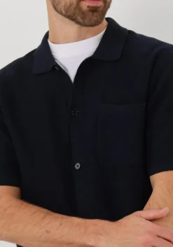 donkerblauwe anerkjendt polo aksvend s/s knit shirt