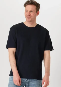 donkerblauwe anerkjendt t-shirt akkiki s/s waffle tee