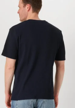 donkerblauwe anerkjendt t-shirt akkiki s/s waffle tee