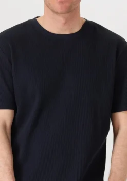 donkerblauwe anerkjendt t-shirt akkiki s/s waffle tee