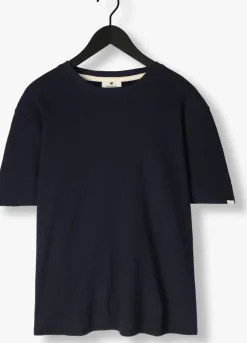 donkerblauwe anerkjendt t-shirt akkiki s/s waffle tee