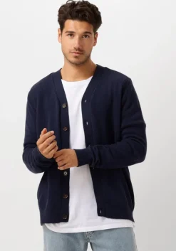 donkerblauwe anerkjendt vest aksvend lambswool cardigan