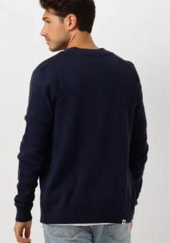 donkerblauwe anerkjendt vest aksvend lambswool cardigan