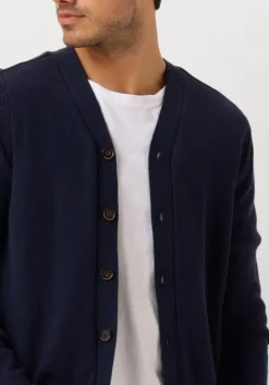 donkerblauwe anerkjendt vest aksvend lambswool cardigan