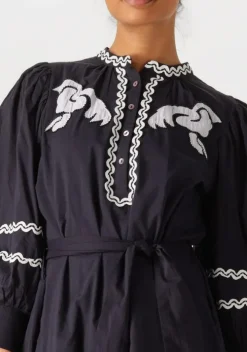 donkerblauwe antik batik midi jurk dali dress