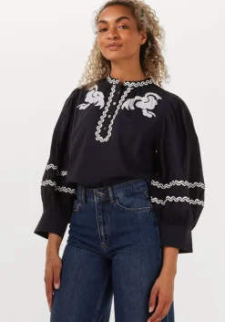 donkerblauwe antik batik blouses dali blouse