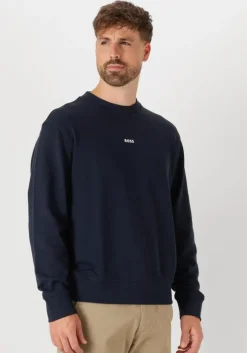 donkerblauwe boss orange sweater wesmallcrew 10244192 01