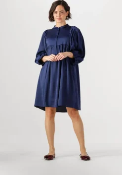 donkerblauwe bruuns bazaar midi jurk sarina dress