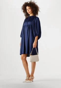 donkerblauwe bruuns bazaar midi jurk sarina dress