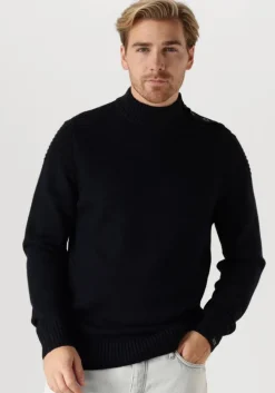 donkerblauwe butcher of blue trui morris mock btn