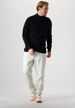 donkerblauwe butcher of blue trui morris mock btn