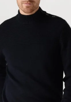 donkerblauwe butcher of blue trui morris mock btn