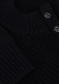 donkerblauwe butcher of blue trui morris mock btn