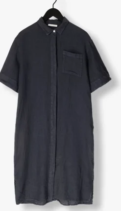donkerblauwe by-bar midi jurk bruno linnen dress