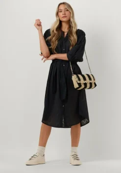 donkerblauwe by-bar midi jurk lucy structure dress