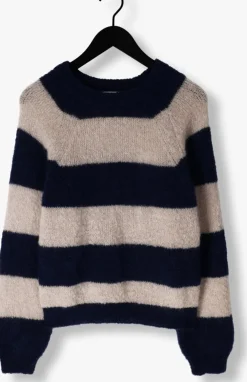donkerblauwe by-bar trui sian stripe pullover