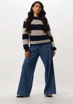 donkerblauwe by-bar trui sian stripe pullover