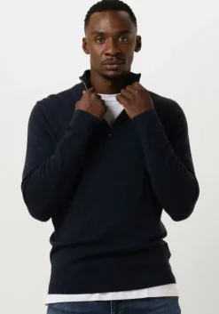 donkerblauwe calvin klein trui merino quarter zip