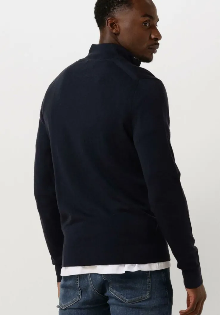 donkerblauwe calvin klein trui merino quarter zip