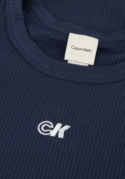 donkerblauwe calvin klein t-shirt a-modal rib tee
