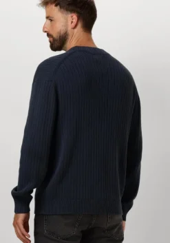 donkerblauwe calvin klein trui linear sweater