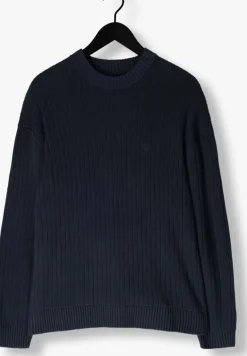 donkerblauwe calvin klein trui linear sweater