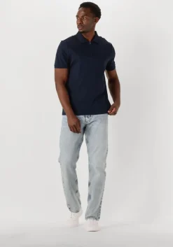 donkerblauwe calvin klein polo liquid touch welt zip polo