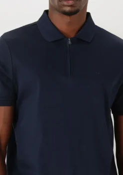 donkerblauwe calvin klein polo liquid touch welt zip polo