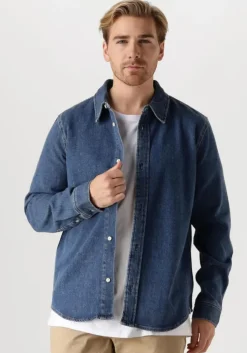 donkerblauwe calvin klein overshirt slim denim shirt