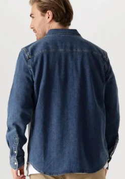 donkerblauwe calvin klein overshirt slim denim shirt