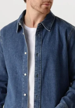 donkerblauwe calvin klein overshirt slim denim shirt